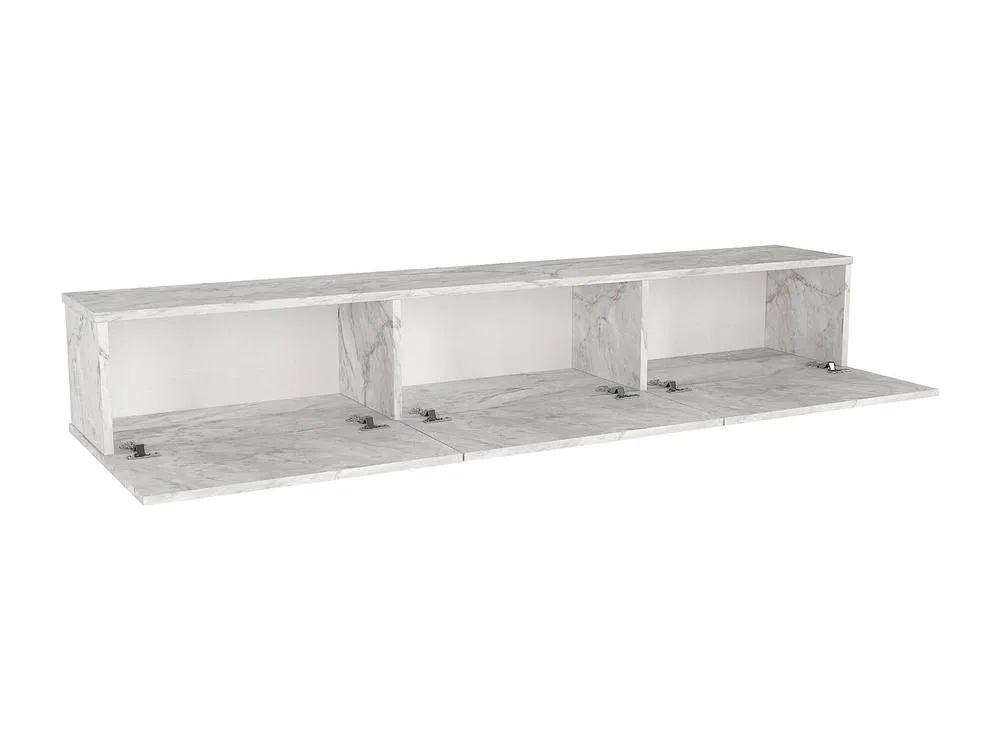 Vente-unique Wall - Mounted TV Unit With 3 Doors - White Marble Effect - VIKILA 6