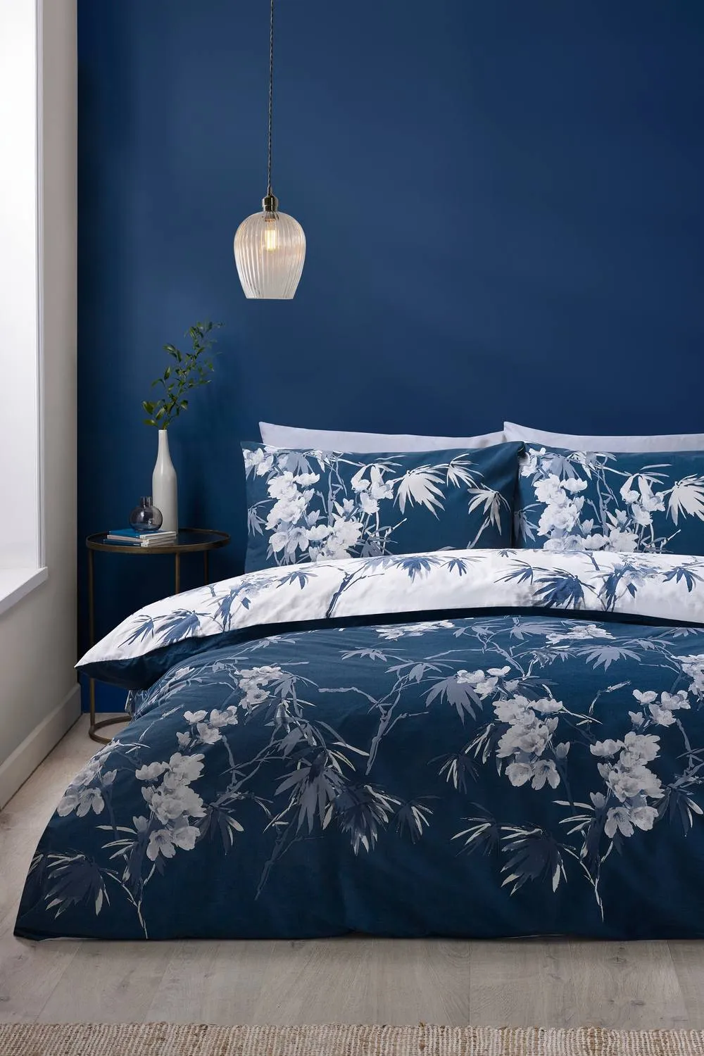 Catherine Lansfield 'Kyoto Floral' Reversible Duvet Cover Set in Blue 2