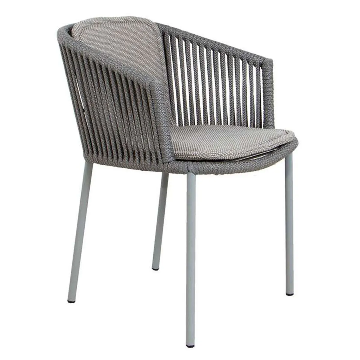 Cane-line Moments Set of 2 Stackable Chairs with Seat and Back Cushions, Light Grey, Focus