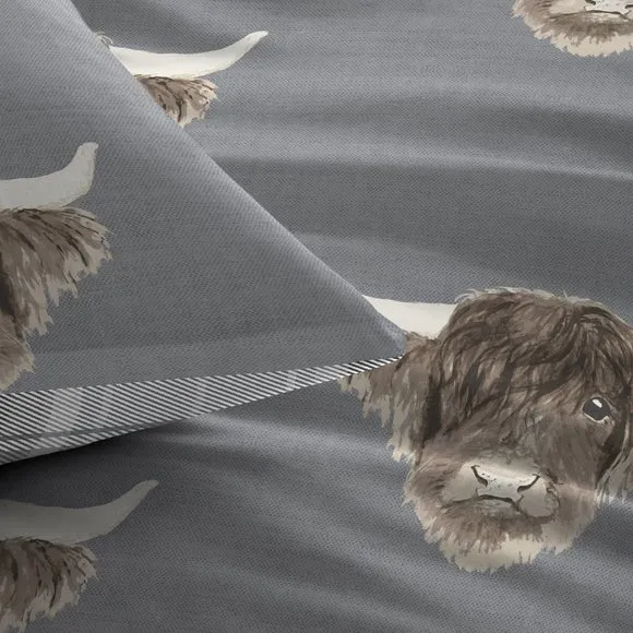 Fusion Highland Cow Reversible Duvet Cover & Pillowcase Set 4