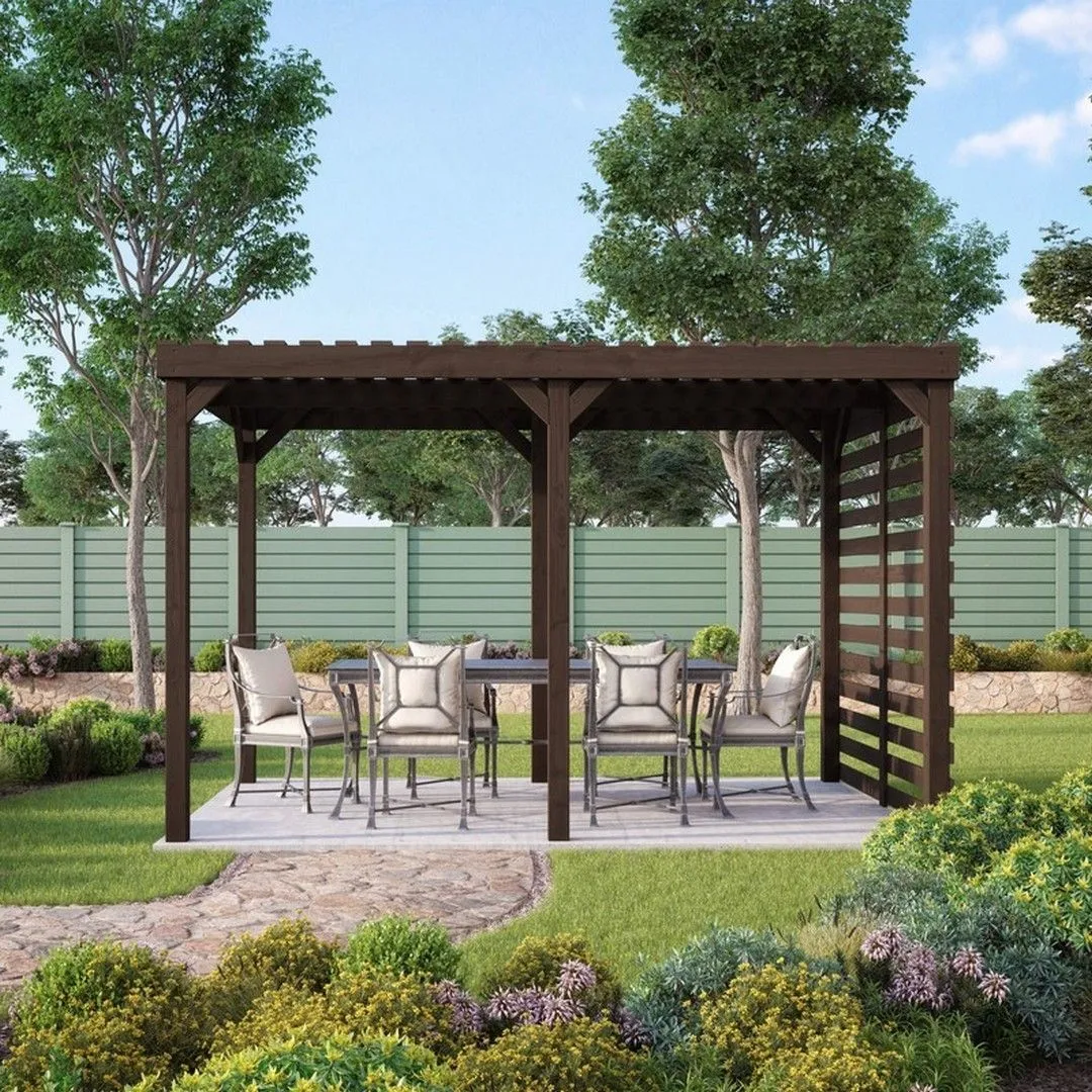 Rutland County Garden Furniture Ltd Shade Pergola - Wood - L360 x W420 x H270 cm - Rustic Brown 1