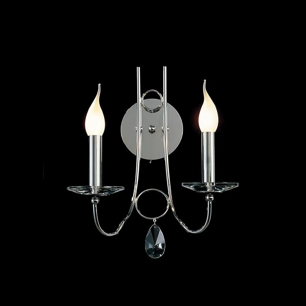 Netlighting Danya Wall Lamp 2 Light E14 Polished ChromeCrystal in Grey 2