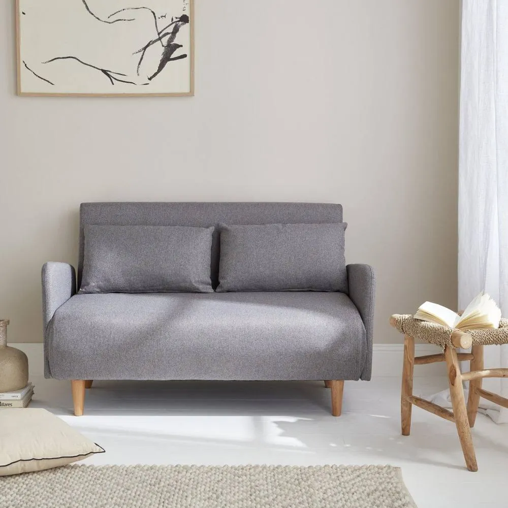 sweeek 2-seater Convertible Sofa Bed With Reclining Backrest in Light Grey 1