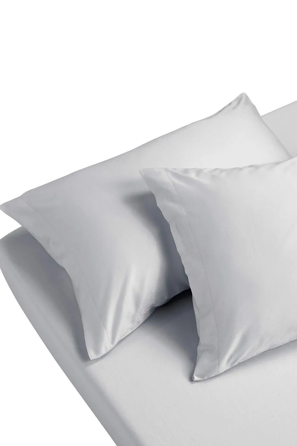 CHRISTY 400TC Luxury Cotton Sateen Plain Dye Bedding Fitted Sheets in Light Grey 3