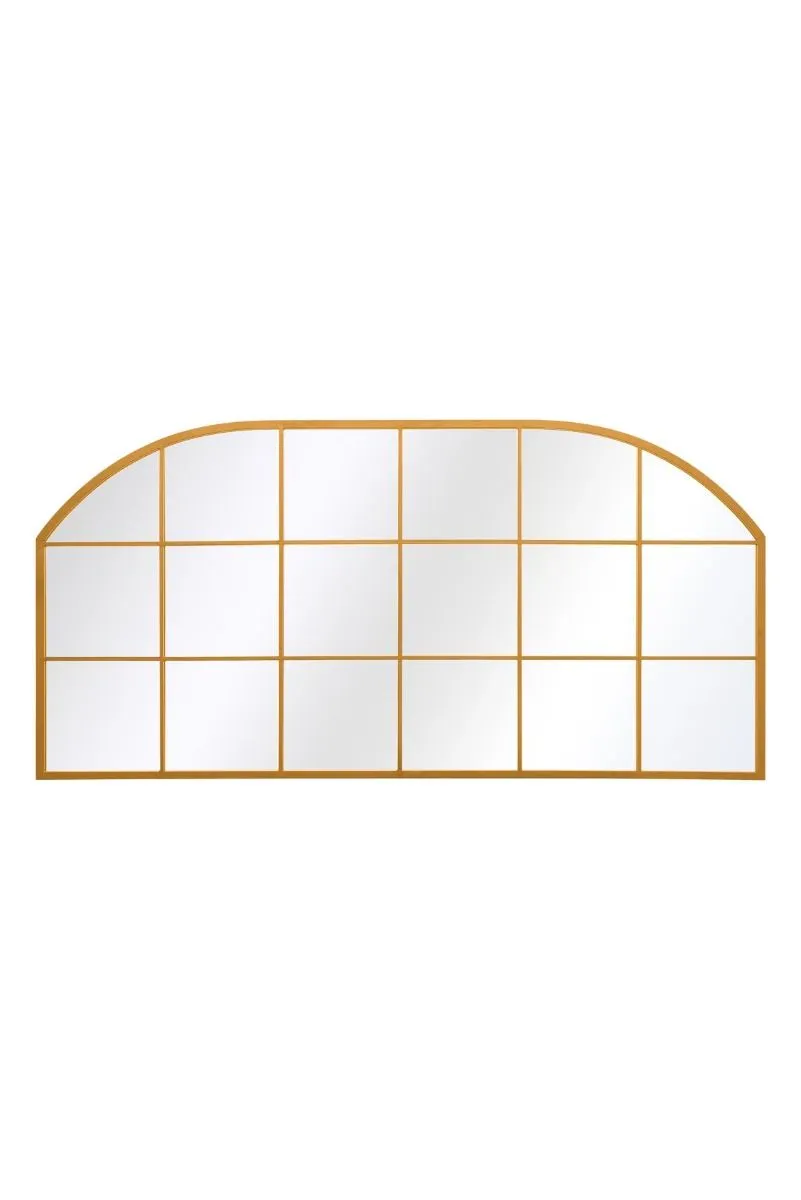 MirrorOutlet Gold Metal Framed Window Arched Wall Mirror 69" X 33" (174CM X 85CM) 3