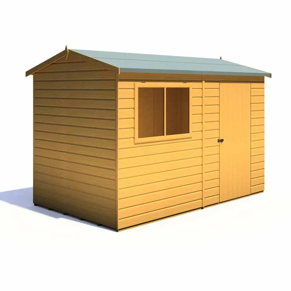 Shires Lewis 10 x 6 Feet Single Door Reverse Apex Style C Shed in Brown 4
