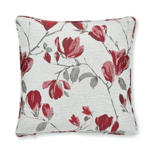 Ellis Floral Jacquard Red Cushion 2