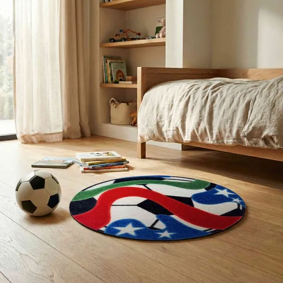 Marvel Printed Colourful Football Washable Rug