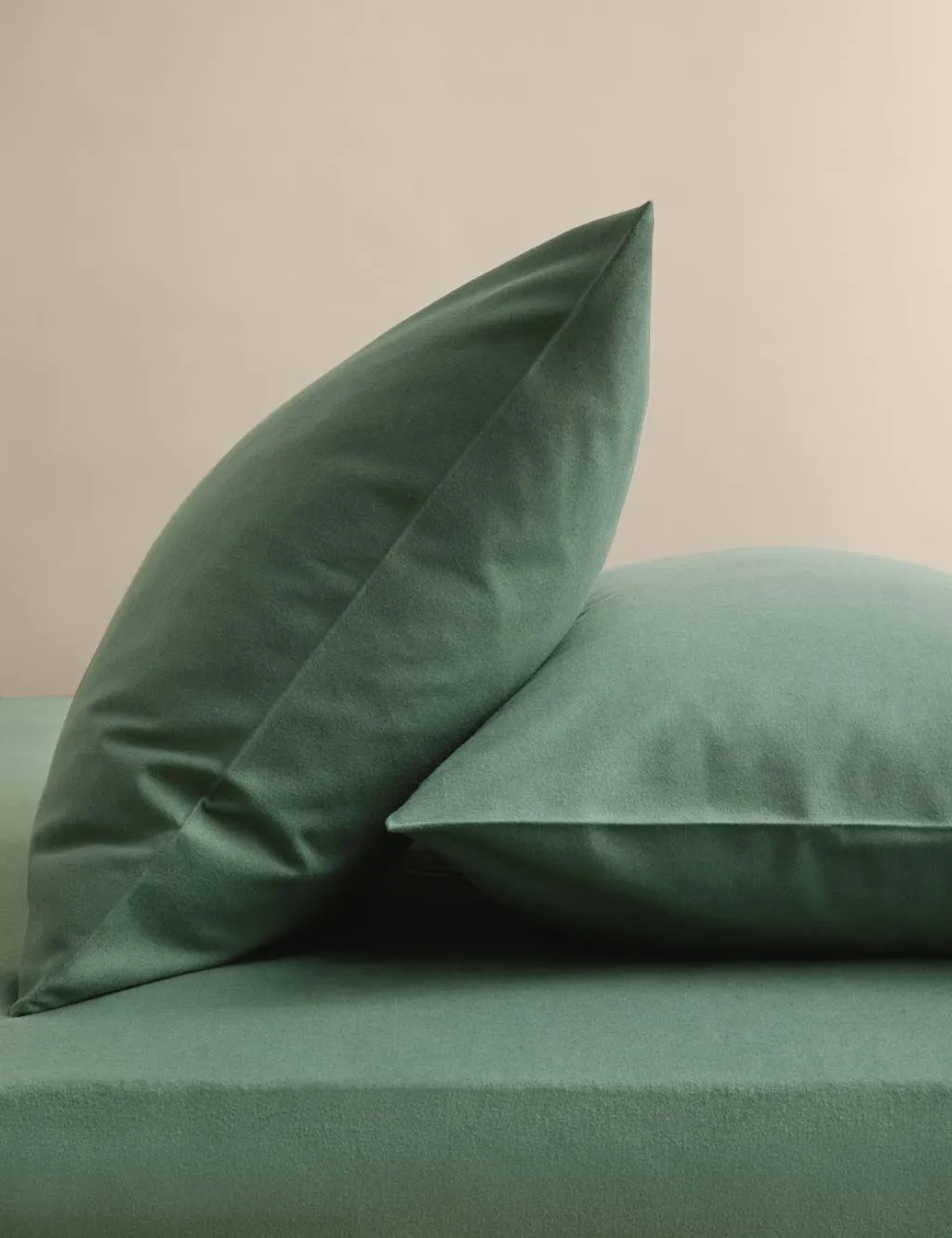 M&S 2 Pack Pure Cotton Brushed Pillowcases Smokey Green