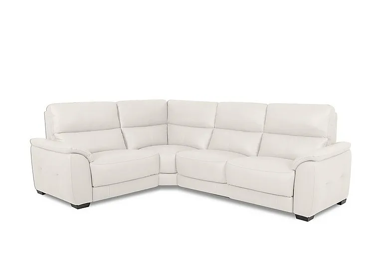 Saffron Small Leather Left Hand Facing Corner Sofa - BV Star White