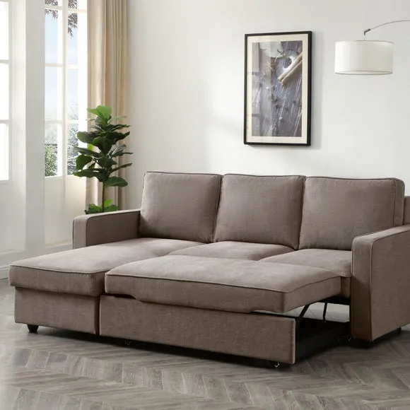 Kayden Chenille Reversible Trundle Corner Double Sofa Bed 2
