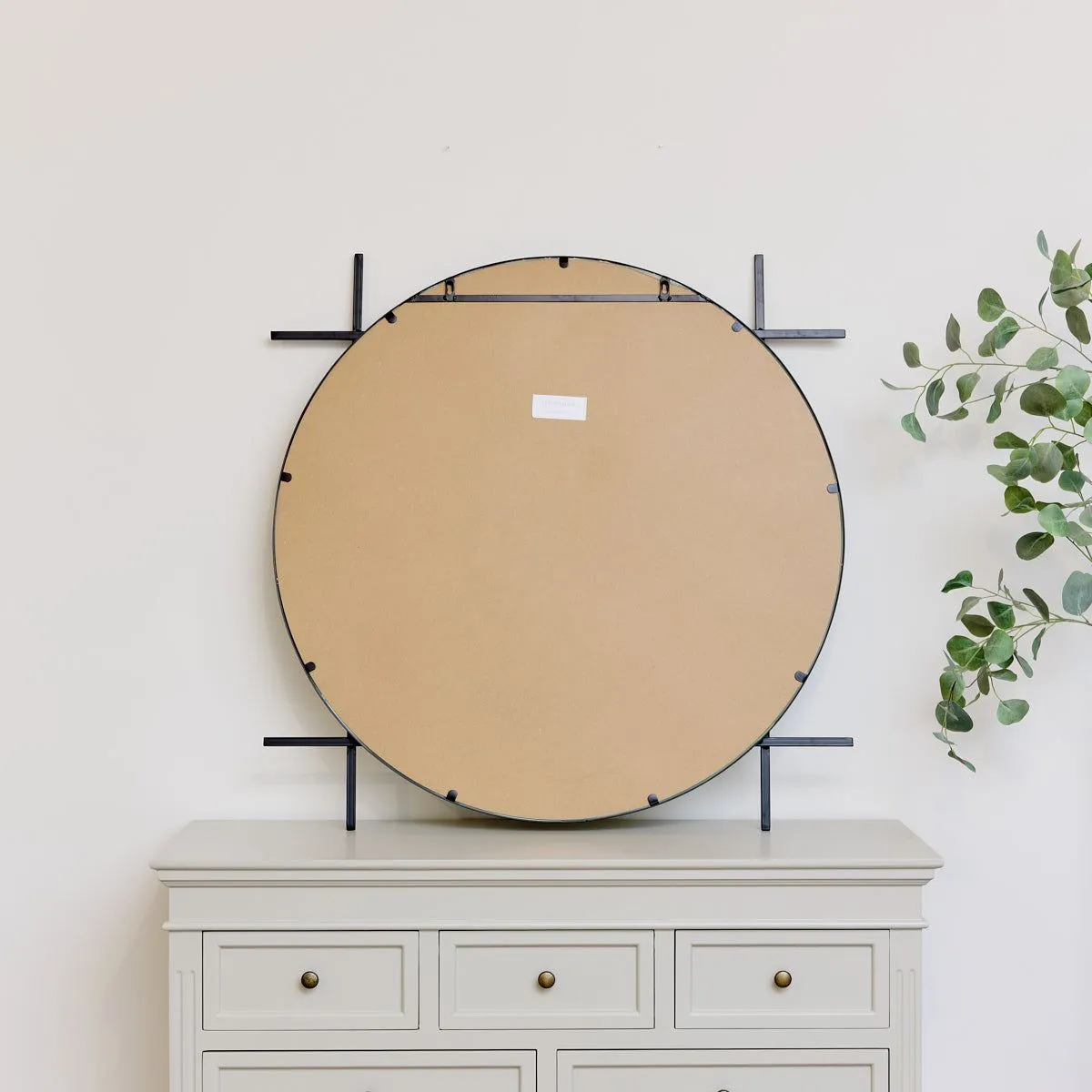 Melody Maison Large Round Black Wall Mirror 97cm X 97cm 6