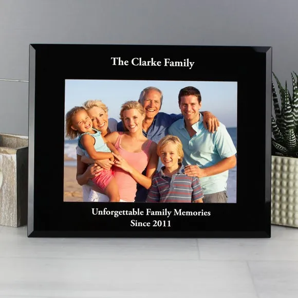 Personalised Black Glass Landscape Photo Frame 2