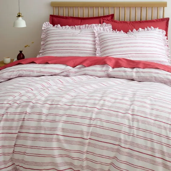 Ashley Frilled Stripe 100% Cotton Duvet Cover & Pillowcase Set 5