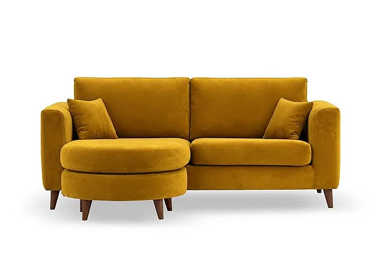Erin 3 Seater Fabric Sofa with Reversible Chaise End - Mustard - Sofas and Armchairs - In Time for Christmas
