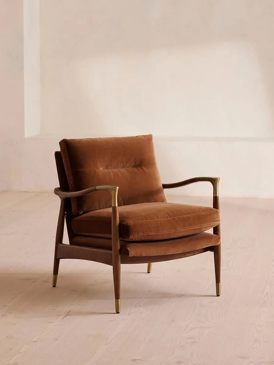 Theodore Armchair, Velvet, Cinnamon