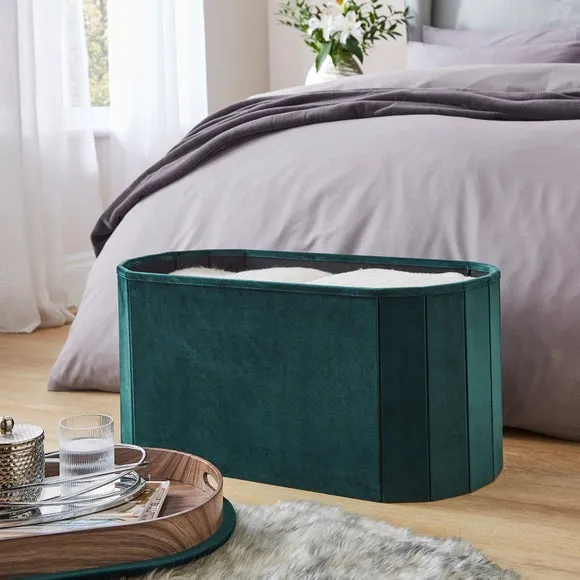 Recycled Velour Lozenge Ottoman with Tray 3