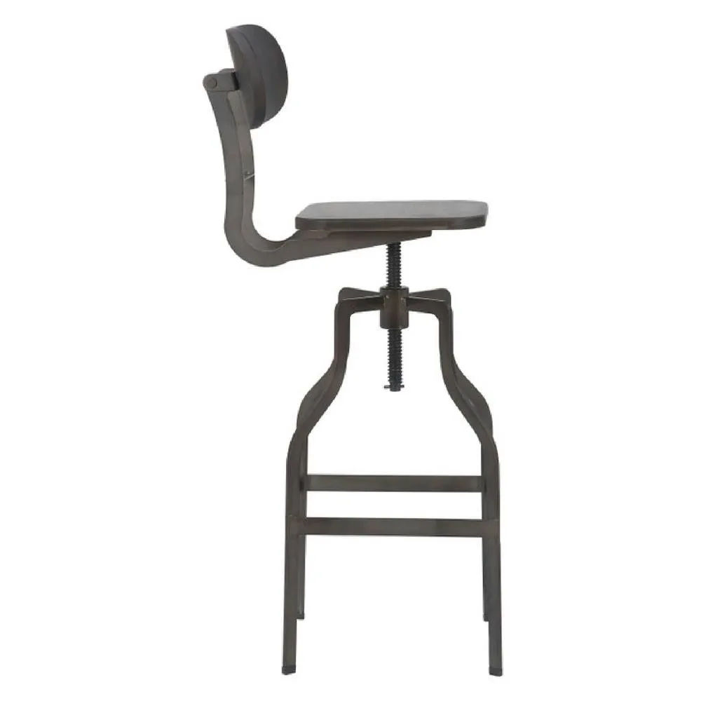 netfurniture Bolzing Retro Industrial Kitchen Bar Stool Espresso Wood Seat in Brown 3