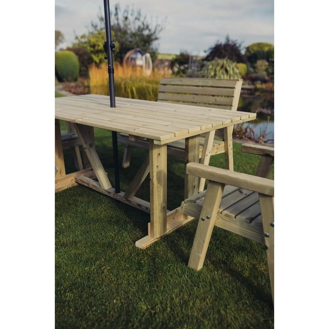 Churnet Valley Garden Furniture Ltd Clover Rectangular Table Set - 2 Chair & 2 Bench - Partially Assembled in Brown 6
