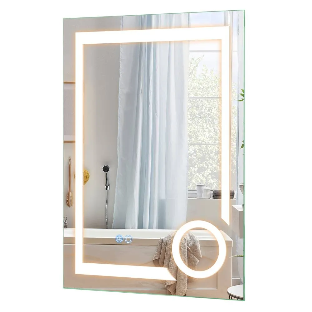 Costway 3X Magnifying Mirror Vertical Dimmable LED Lighted Bathroom Mirror in Silver