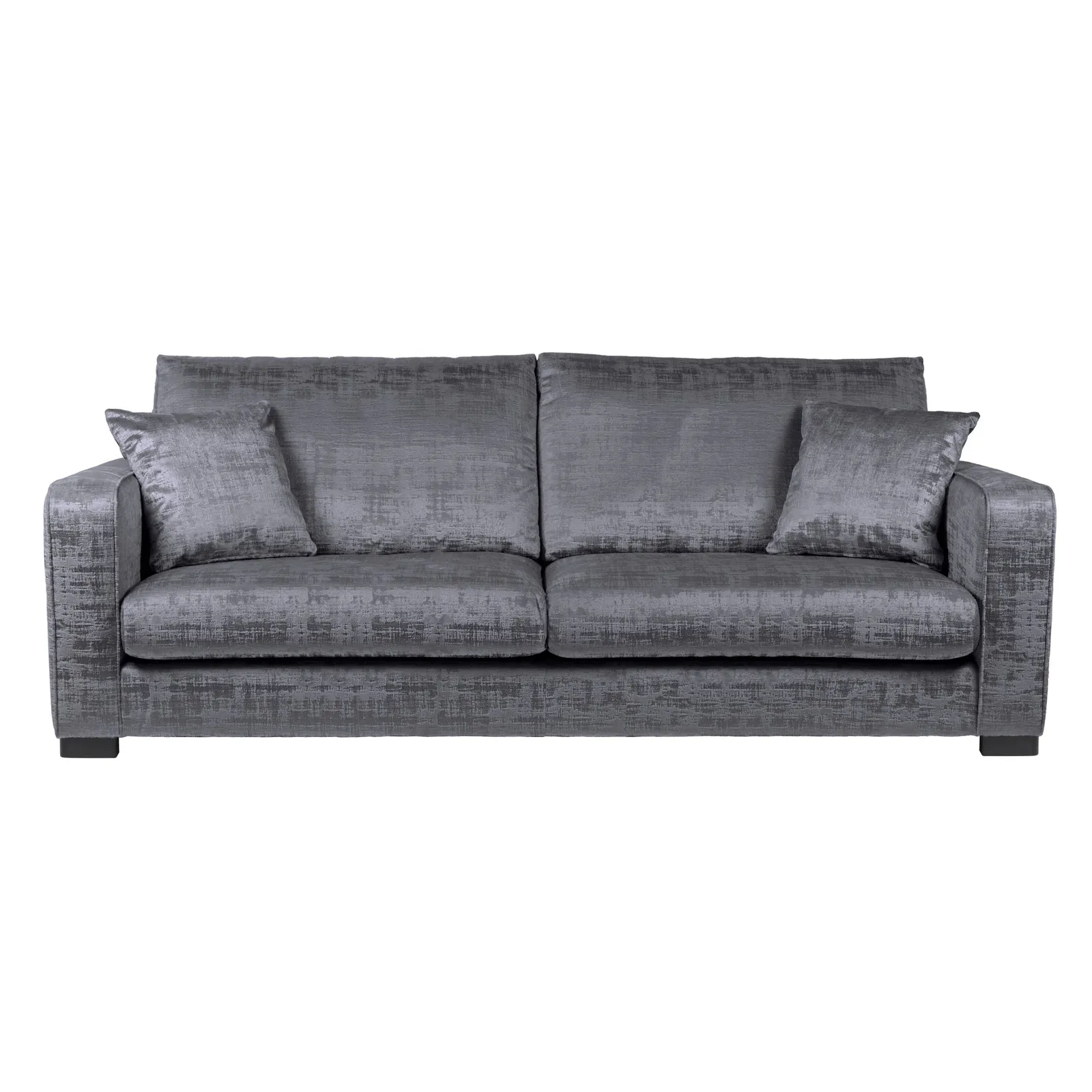 Carson Distressed Velvet 4 Seater Sofa Grey