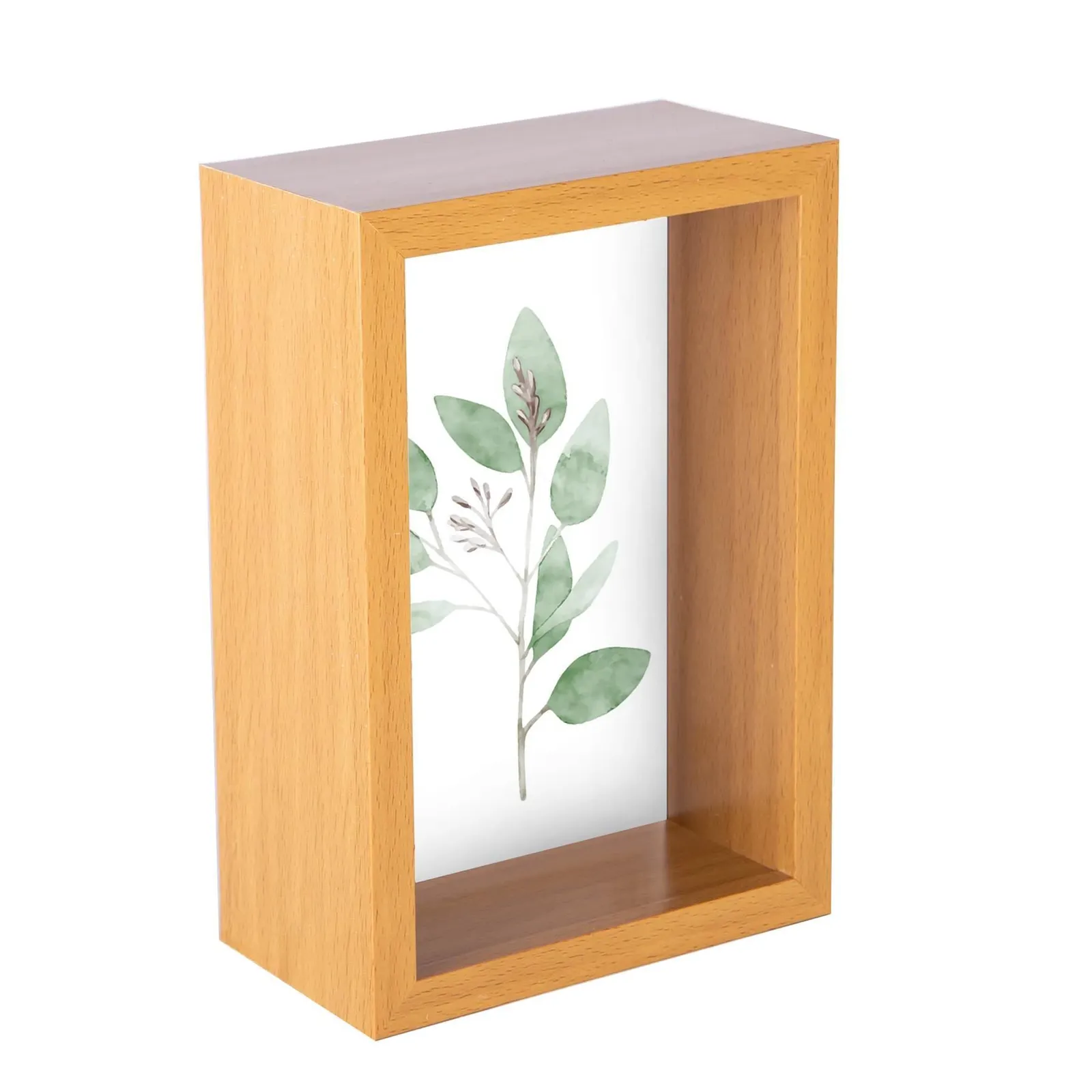Nicola Spring 3D Deep Box Photo Frame - 4 x 6" in Light Brown