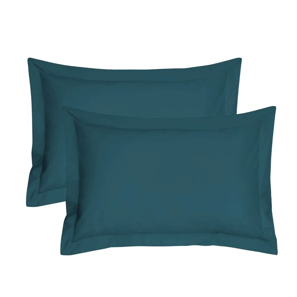Smart Living Polycotton Oxford Pillowcases Pair 48x74cm Flanged Bedding in Teal