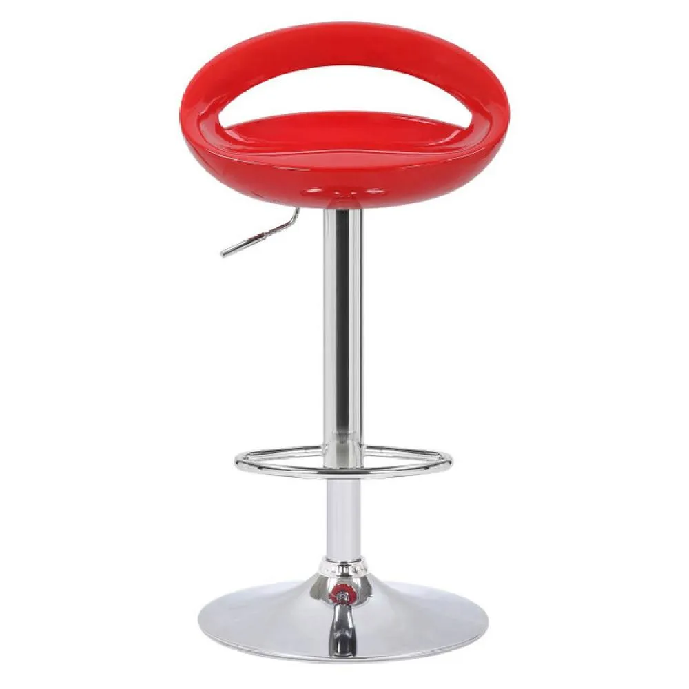 netfurniture Halfy Half Moon Retro Kitchen Bar Stool - Red Seat Height Adjustable 4