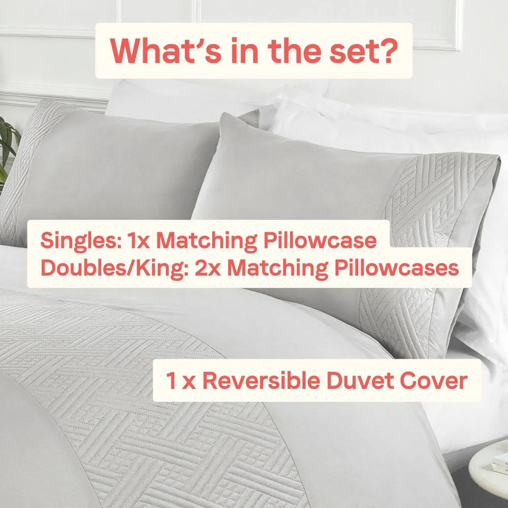 Rapport Home Nova Pinsonic Polyester Luxury Duvet Cover Set with Pillowcase in Grey 4