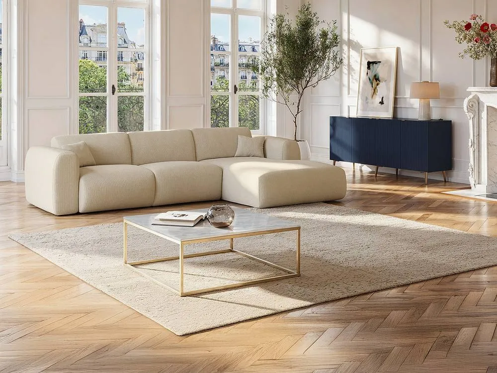 Vente-unique Designer Coffee Table - Marble & Metal - White & Gold - ARETHA in Metallic Gold