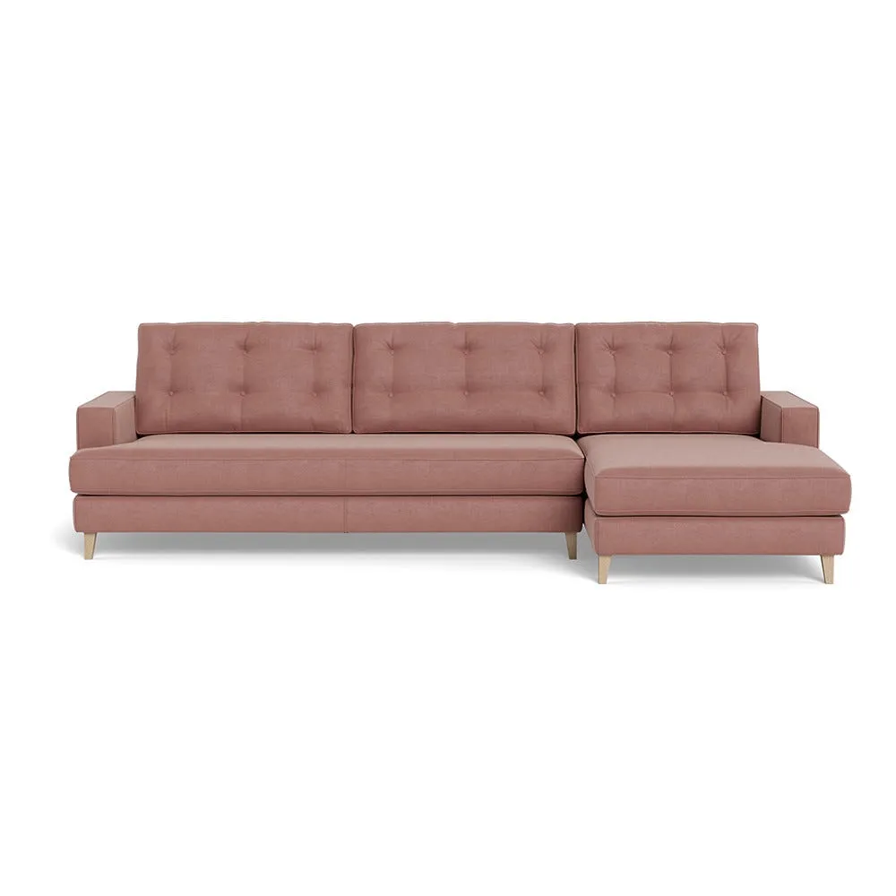 Heal's Mistral Right Hand Facing Corner Sofa Smart Luxe Velvet Dusky Pink Natural Beech Feet