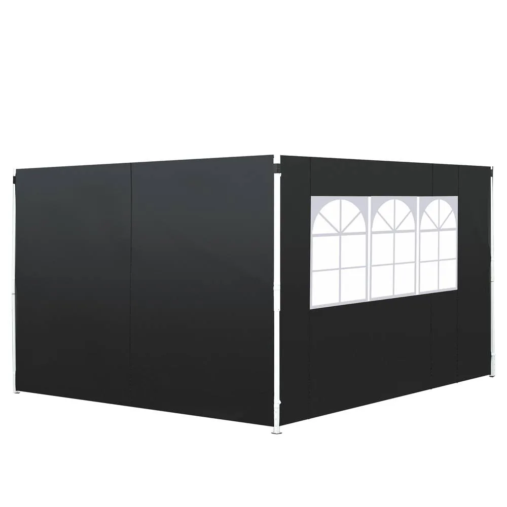 OUTSUNNY Gazebo Replacement Exchangeable Side Wall Panels w/ Window in Black 2