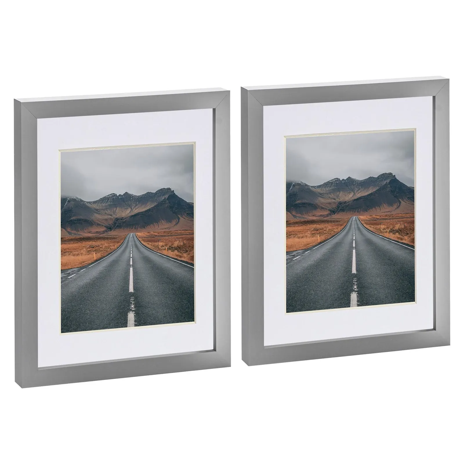Nicola Spring Photo Frames with 5" x 7" Mount - 8" x 10" - Grey Mount - Pack of 2