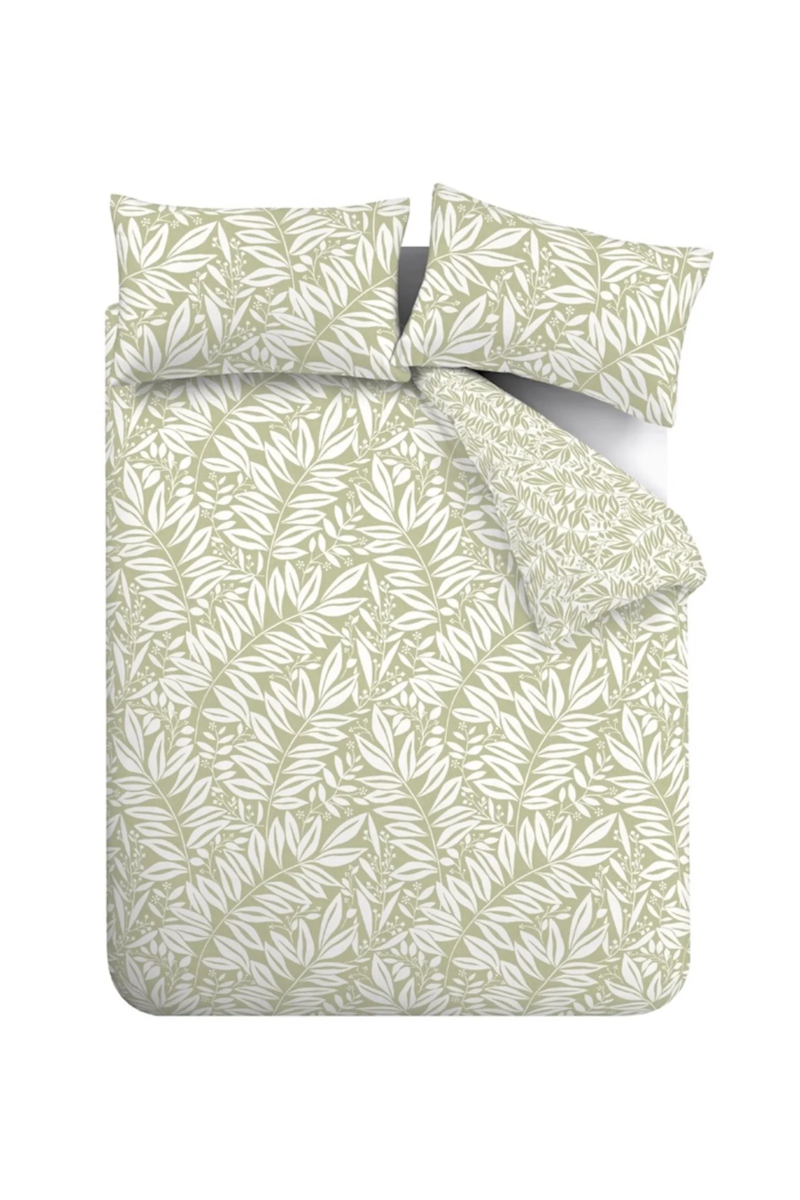 Catherine Lansfield 'Sorrel Leaf' Reversible Duvet Cover Set in Green 6