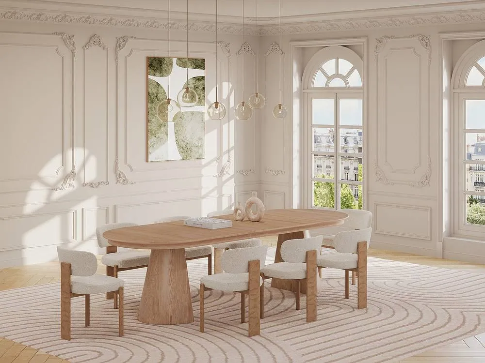 Vente-unique Extendable Dining Table for 4 To 10 People Ash Veneer - Light Natural in Light Oak 5