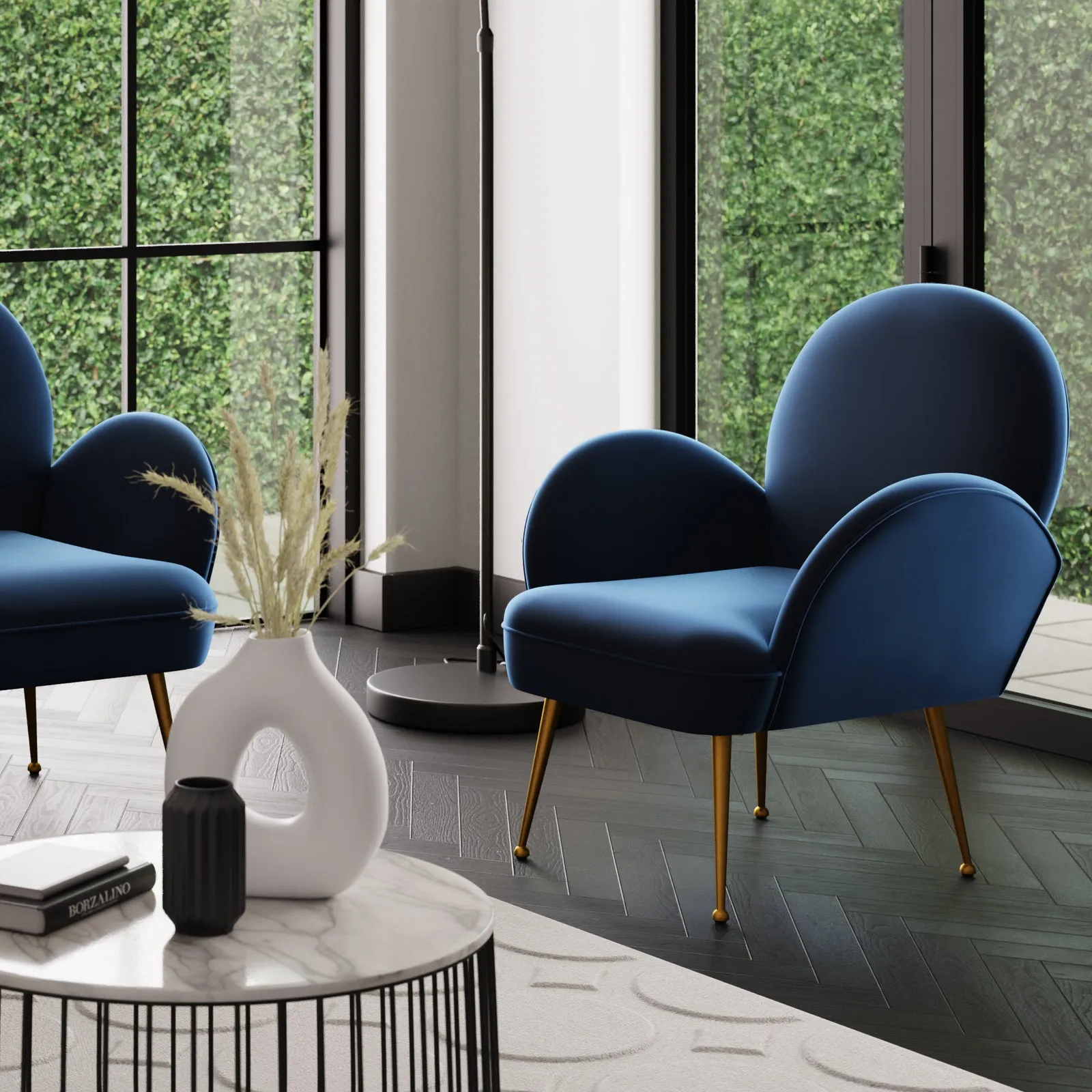 Kit Velvet Chair Luxe Navy