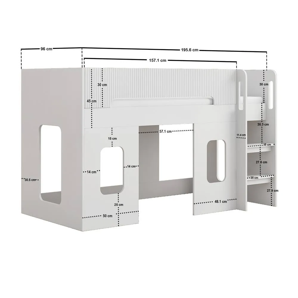 Flair Lino Playhouse Mid Sleeper Bed in White 5