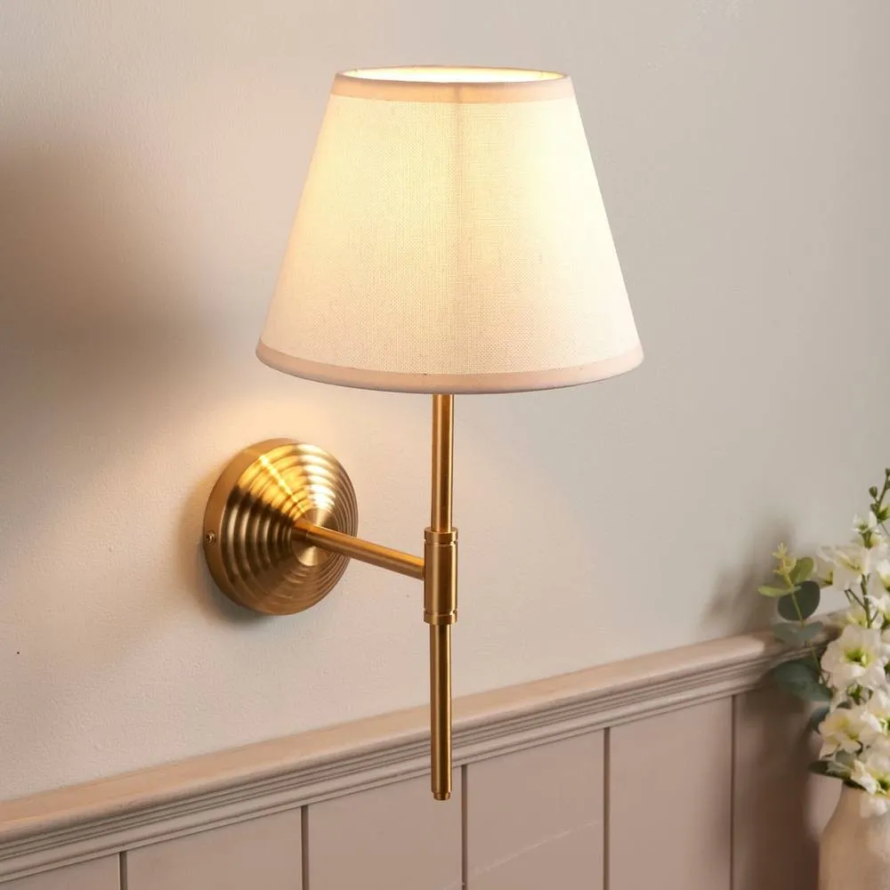 Netlighting Obelisk T Bar Wall Light Fabric Ivy Shade 20cm B22 in White 2