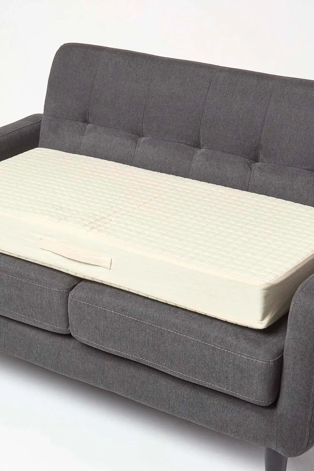 Homescapes Quilted Cotton 2 Seater Orthopaedic Booster Cushion Cover in Cream 2