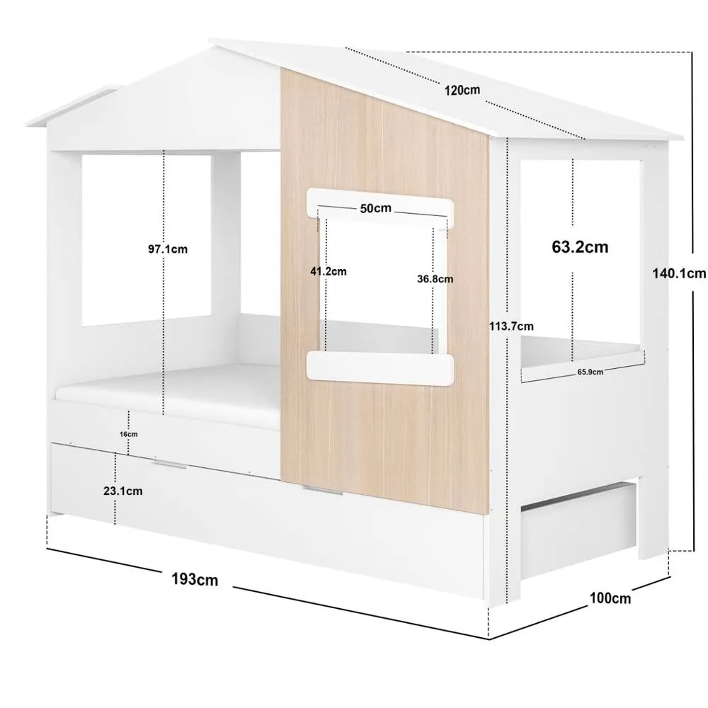 Flair Dreamland House Bed with Trundle in White 6