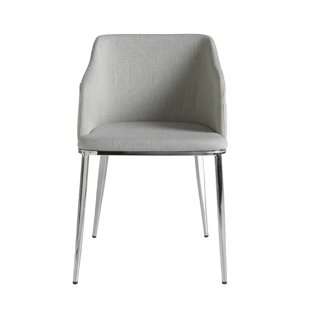 Angel Cerda Grey Upholstered Dining Chair - Chrome Stainless 2