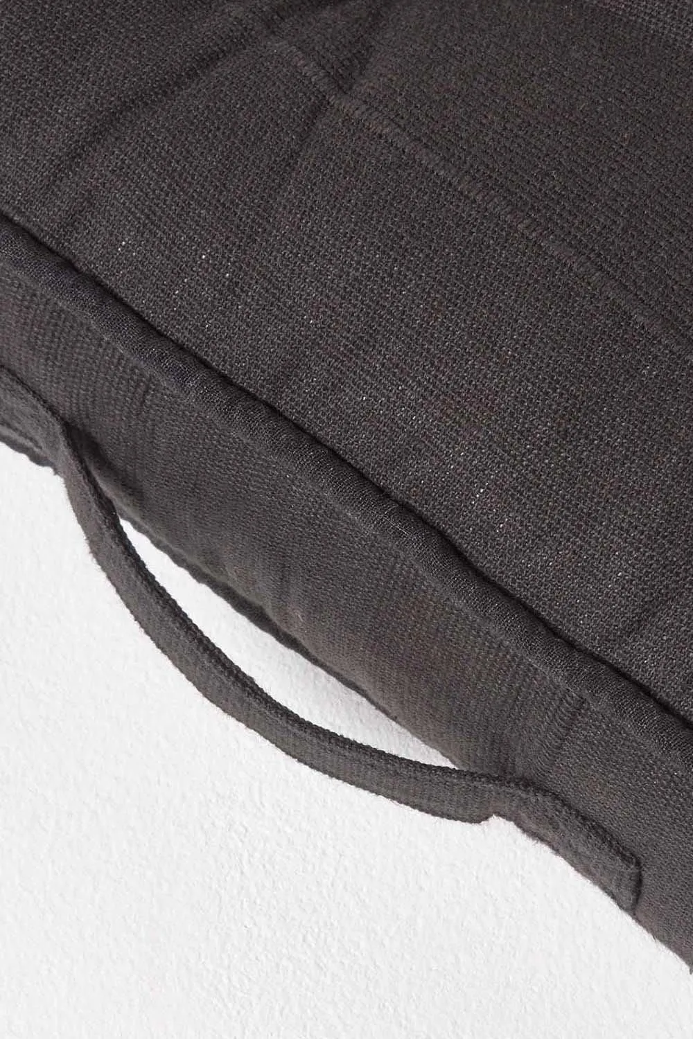 Homescapes Rajput Ribbed Cotton Floor Cushion in Black 4