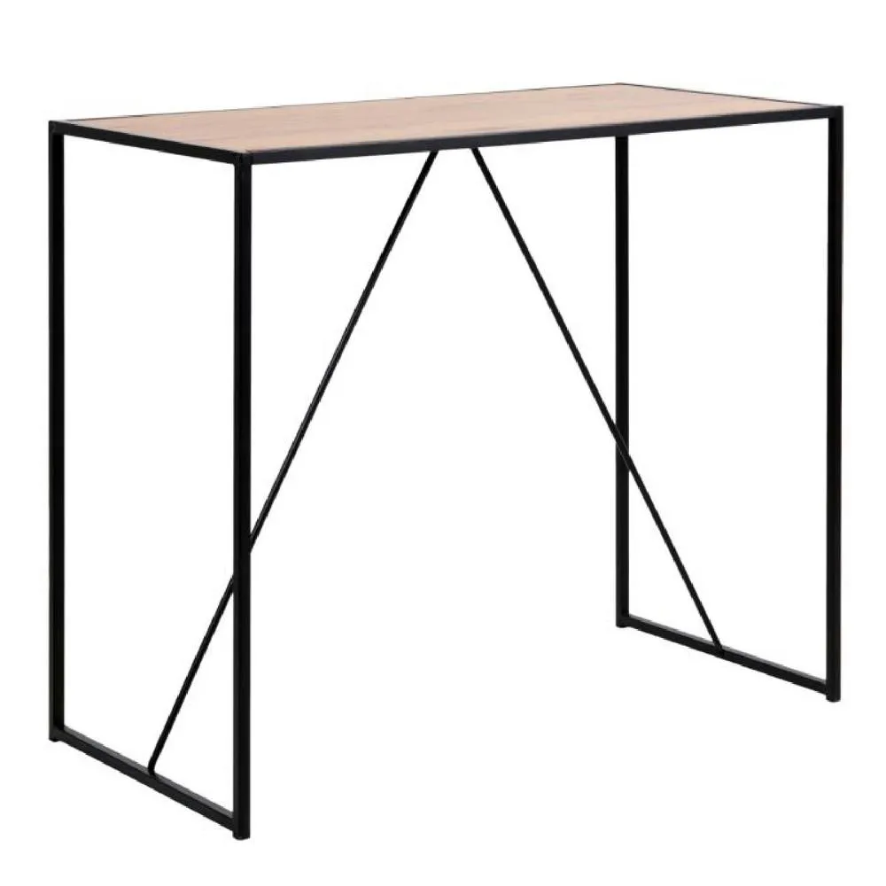 netfurniture Chelsea Black Metal Bar Table with Oak Top