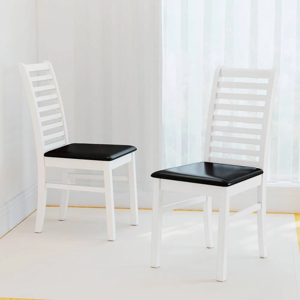 Costway 2PCS Wooden Dining Chair PU Leather Upholstered Kitchen Armless Chairs in White
