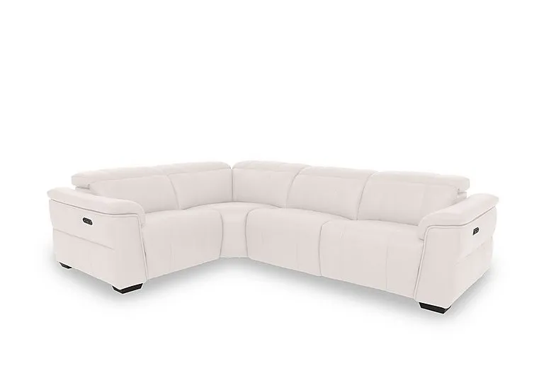 Inca NC Leather Double Power Recliner Left Hand Facing Corner Sofa with Power Headrests - Cotton