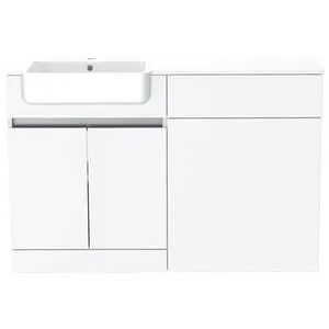 Be Modern Botanica Gloss White Left Hand 1260mm Freestanding Vanity & Toilet Pan Unit with Basin Modular Combination 2