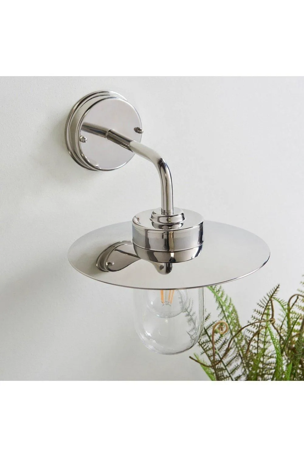 Netlighting Addison Outdoor Wall Polished Stainless Steel & Clear Glass 1 Light Dimmable IP44 E27 in Grey 3