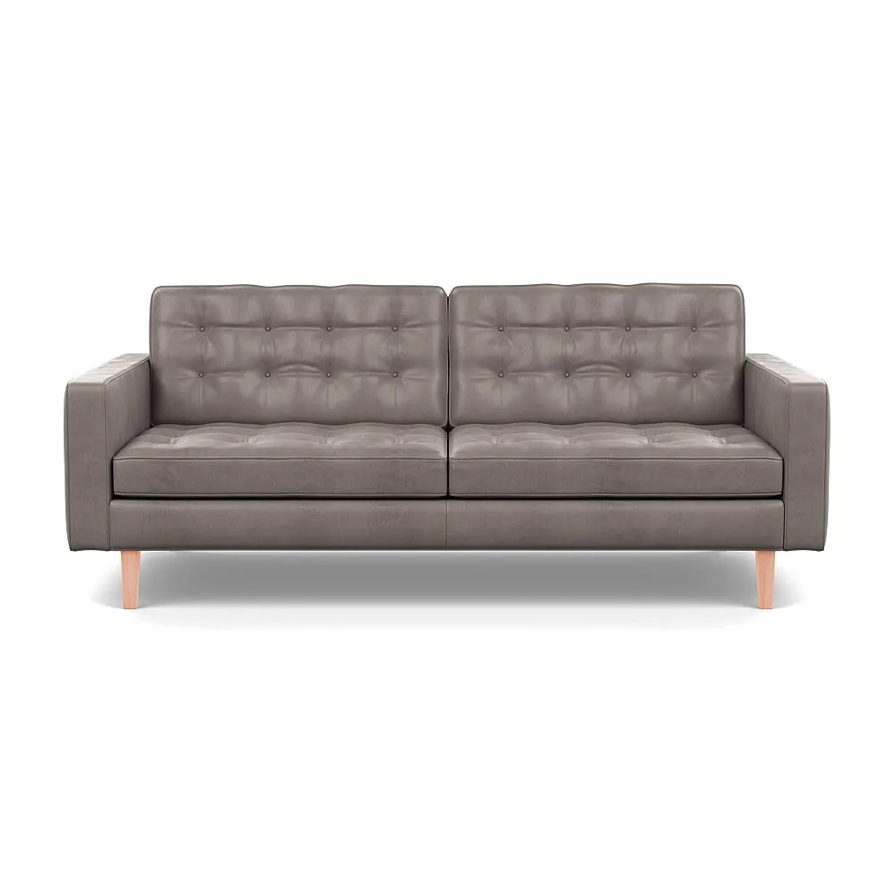 Heal's Hepburn 3 Seater Daino Leather Elephant Grey Natural Feet 1