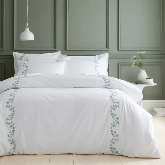 Birtley Embroidered 100% Cotton Duvet Cover & Pillowcase Set 1