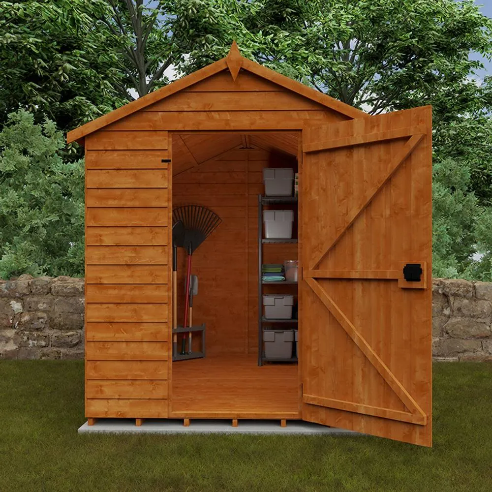 Buttercup Farm 8 x 6 Feet Budget Apex 9mm Shed - Solid Wood/Softwood/Pine in Burnt Orange 6